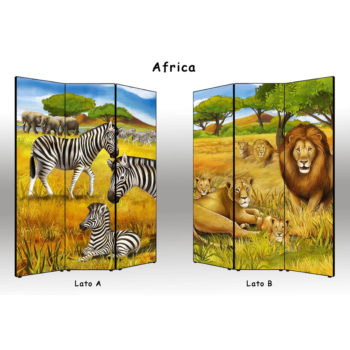 Separè paravento Africa bifacciale