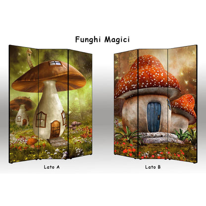 Separè paravento Funghi Magici bifacciale