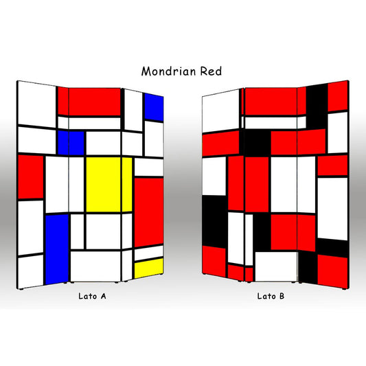 Separè paravento Mondrian Rosso bifacciale