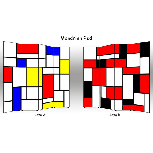 Separè paravento Mondrian Rosso bifacciale