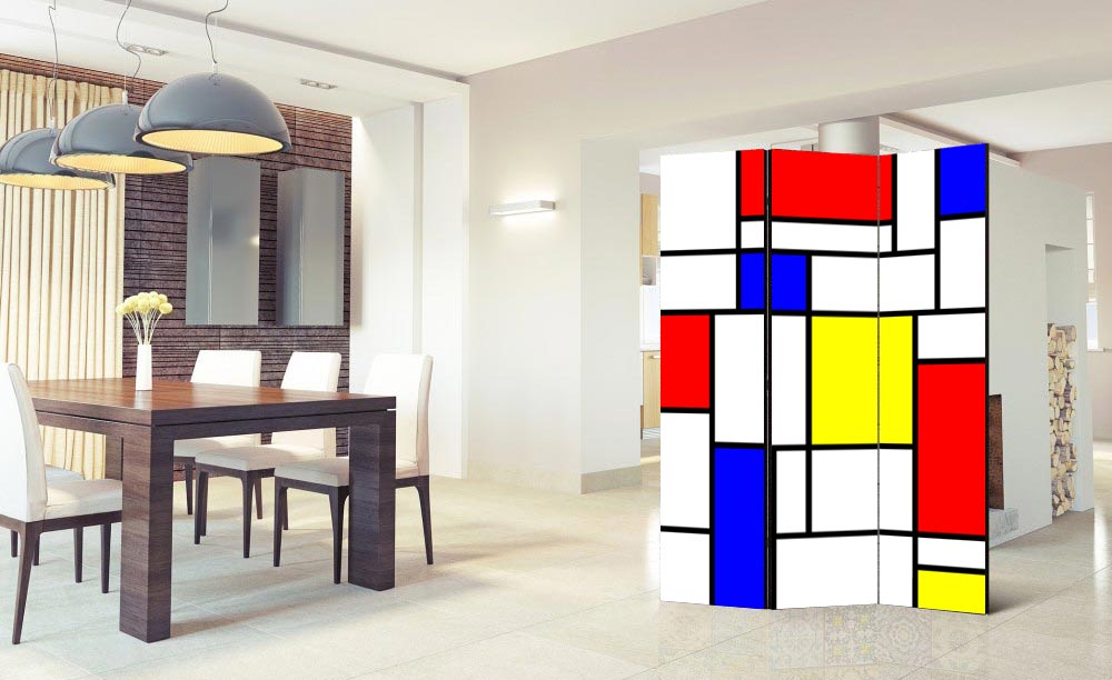Separè paravento Mondrian Rosso bifacciale