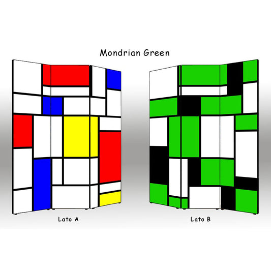 Separè paravento Mondrian Verde bifacciale