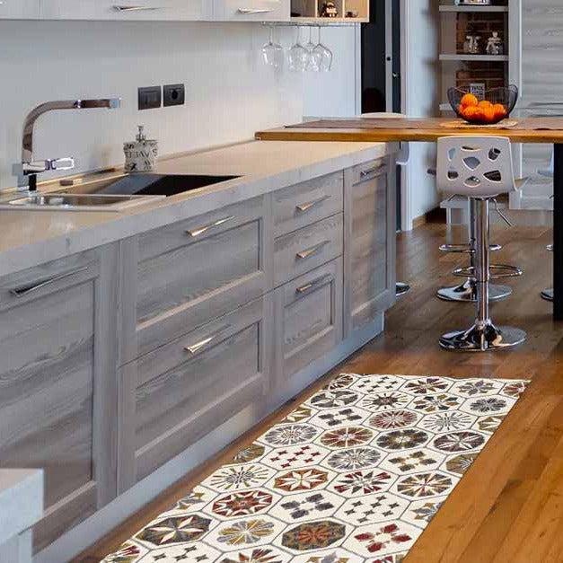 Tappeto bagno cucina Cementine Beige antiscivolo