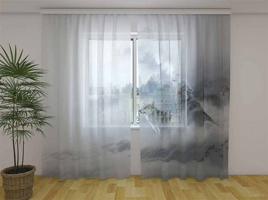 Tenda classica Lupi in Inverno decorativa