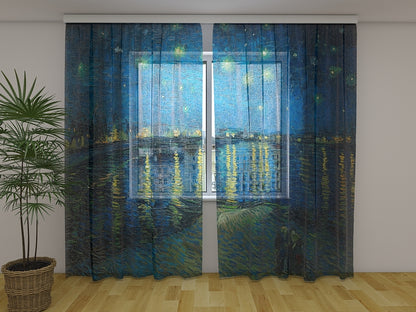 Tenda classica Notte Stellata sul Rodano di Van Gogh decorativa