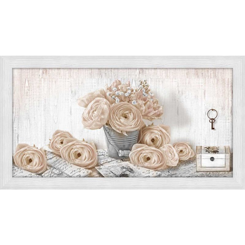 Quadro Shabby Roses and Secrets Grey in legno